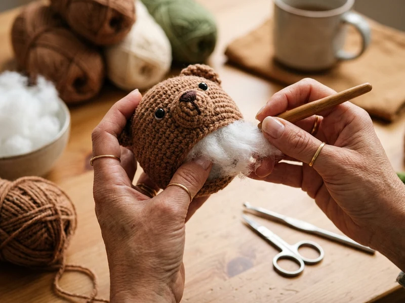 Free crochet animal patterns step 2: crocheting pointy triangle ears and attaching safety eyes