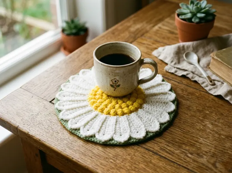 Crochet citrus coasters pattern step 3: working outer colorful fruit peel border and clean edge
